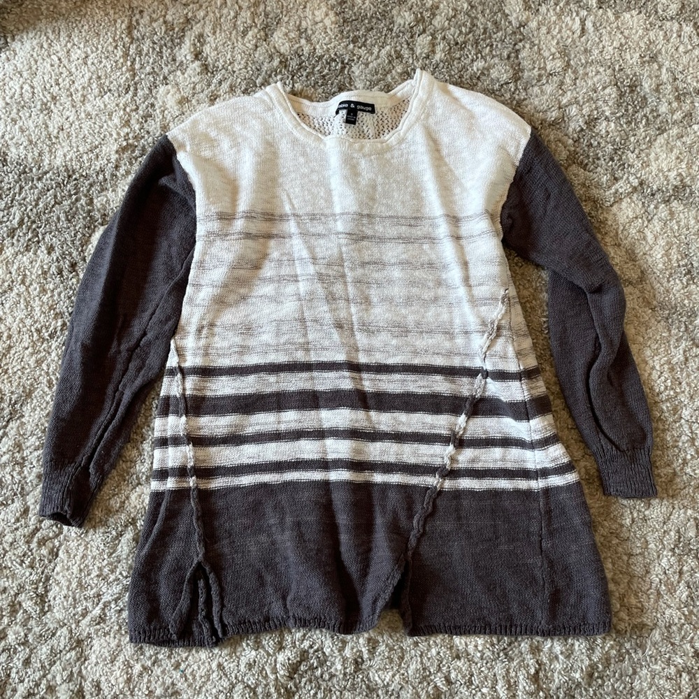 Gray and white striped sweater